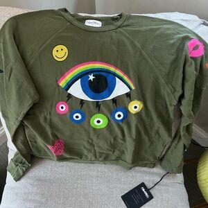 Lauren Moshi Anela Graphic Sweatshirt in Olive/ Military